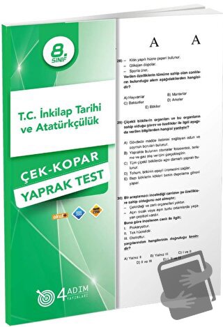 8. Sınıf T.C. İnkılap Tarihi ve Atatürkçülük Çek-Kopar Yaprak Test - K