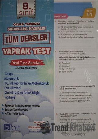 8. Sınıf Tüm Dersler Yaprak Test, Kolektif, Bulut Eğitim ve Kültür Yay