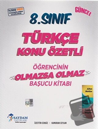 8. Sınıf Türkçe Konu Özetli Olmazsa Olmaz Başucu Kitabı - İzzettin Cen