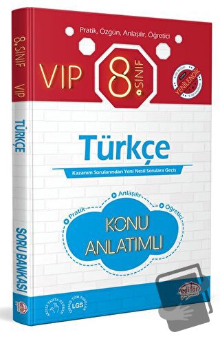 8. Sınıf VIP Türkçe Konu Anlatımı - Kolektif - Editör Yayınevi - Fiyat