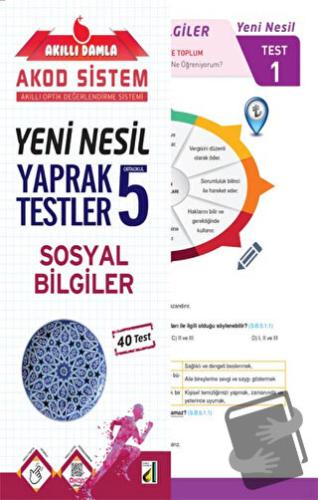 Akıllı Damla Sosyal Bilgiler Yeni Nesil Yaprak Testler - 5. Sınıf - Ko