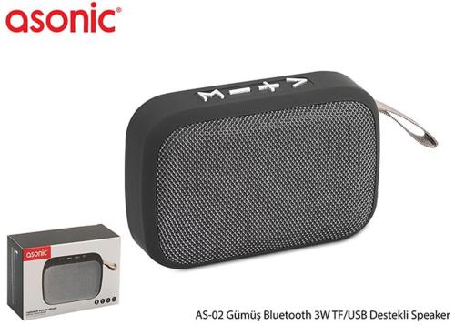 Asonic As-02 Gümüş Bluetooth 3W Tf-Usb Destekli Speaker - - Asonic - F