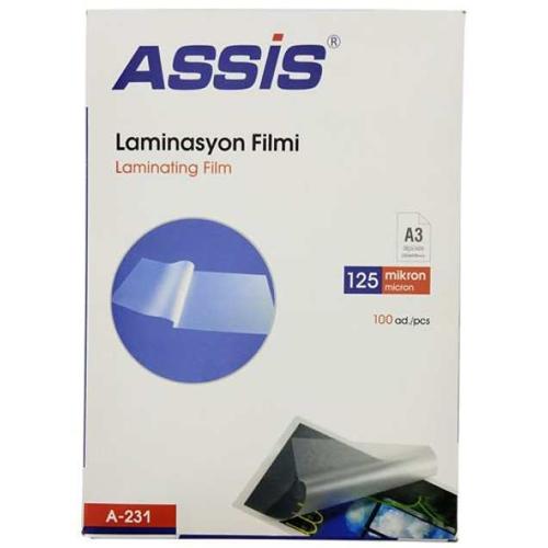 Assis Laminasyon Filmi A3 125 Mic 100 Lü Şeffaf A-231 - - Assis - Fiya