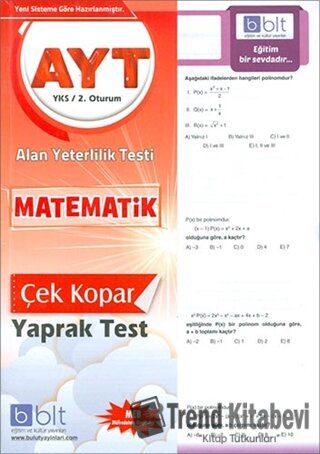 AYT Matematik Yaprak Test, Kolektif, Bulut Eğitim ve Kültür Yayınları,