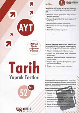 AYT Tarih Çek Kopart Yaprak Test - Kolektif - Nitelik Yayınları - Fiya