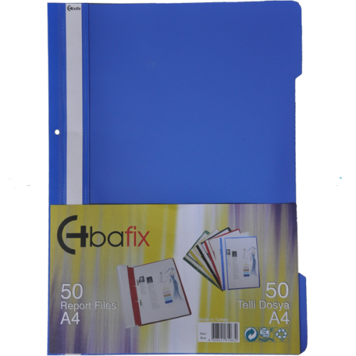 Bafix Telli Dosya Plastik Xl Mavi A4 - 50'li Paket - - Bafix - Fiyatı 