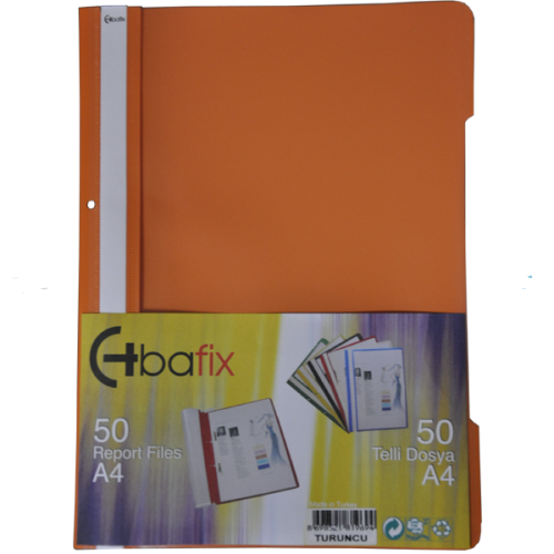 Bafix Telli Dosya Plastik Xl Turuncu A4 - 50'li Paket - - Bafix - Fiya