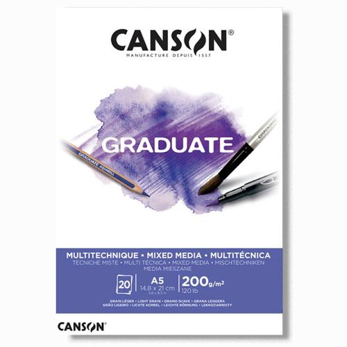 Canson Çizim Bloğu Graduate Mıx Medıa Beyaz 20 Syf A5 200 Gr - - Canso