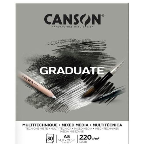 Canson Çizim Bloğu Graduate Mıx Medıa Gri 30 Syf A5 220 Gr - - Canson 