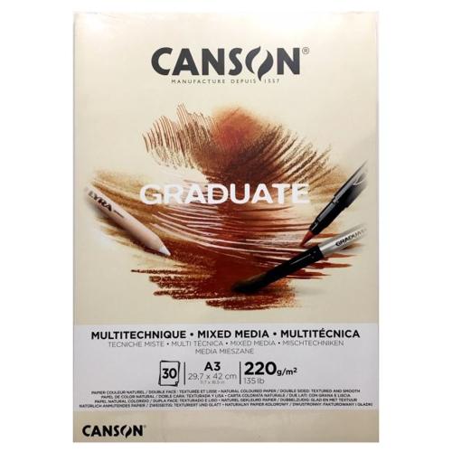 Canson Çizim Bloğu Graduate Mıx Medıa Natural 30 Syf A3 220 Gr - - Can