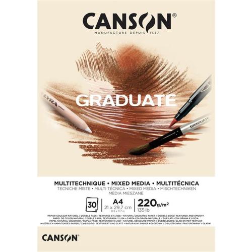 Canson Çizim Bloğu Graduate Mıx Medıa Natural 30 Syf A4 220 Gr - - Can