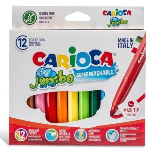 Carioca Keçeli Boya Kal Jumbo Süper Yıkanabilir 12 Li 40569 - - Carioc