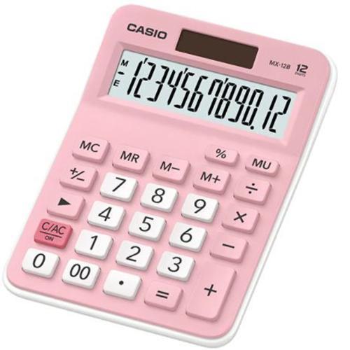 Casio Hesap Makinesi Masa Üstü 12 Hane Pembe Mx-12B-Pk - - Casio - Fiy