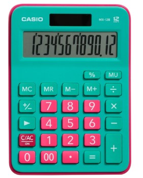 Casio Mx-12B-Gnrd Yeşil+Pembe 12 Hane Masa Üstü Hesap Makinesi - - Cas