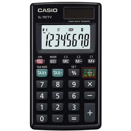 Casio Sl-797Tv-Bk 8 Hane Siyah Cep Tipi Hesap Makinesi - - Casıo - Fiy