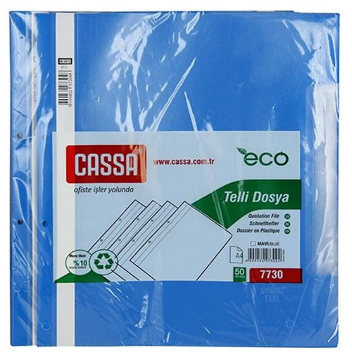 Cassa Telli Dosya Plastik Eco A4 Mavi 7730 - 50'li Paket - - Cassa - F