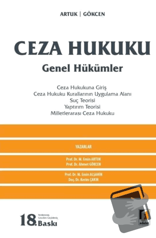 Ceza Hukuku Genel Hükümler (Ciltli) - Mehmet Emin Artuk - Adalet Yayın