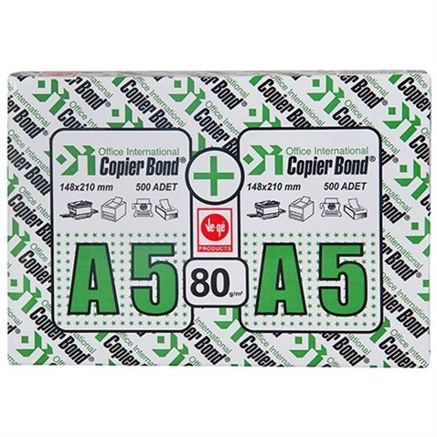 Copier Bond A5 Fotokopi Kağıdı 80Gr-500 Li 1 Koli= 10 Paket - - Vege -