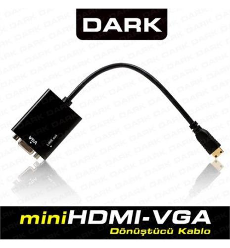 Dark Dk-Hd-Ahdmınıxvga Mini Hdmı - Vga Ve Ses Aktif Kablosu - - Dark -