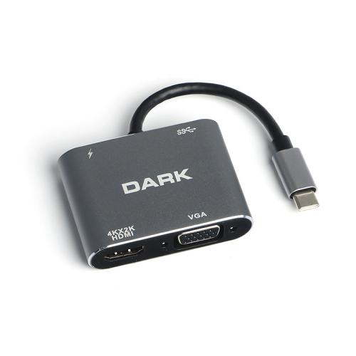 Dark Usb 3.1 Type-C' Den 4K Uhd Hdmı & Vga Dönüştürücü Adaptör - - Dar