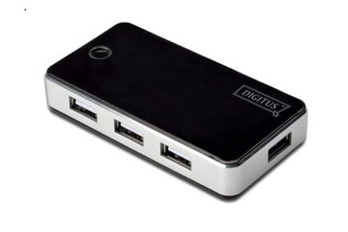 Digitus Da-70222 7 Port Usb Hub, Usb 2.0, Siyah-Gümüş Renk, Güç Adaptö