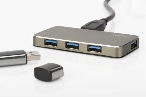 Digitus Da-70240-1 4 Port Usb 3.0 Hub, 5V-2A Güç Adaptörü Dahil, Alümi