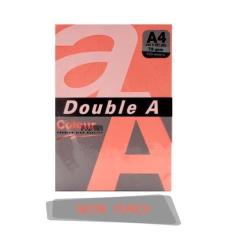 Double A Renkli Kağıt 100 Lü A4 75 Gr Fosforlu Punch - - Double-A - Fi