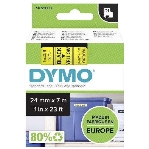 Dymo D1 Şerit 24 Mmx7Mt Sarı/ Siyah 53718 - - Dymo - Fiyatı - Yorumlar