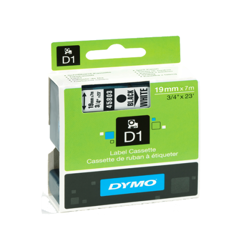 Dymo D1 Şerit Standart 19 Mmx7 Mt Beyaz Üzerine Siyah 45803 S0720830 -