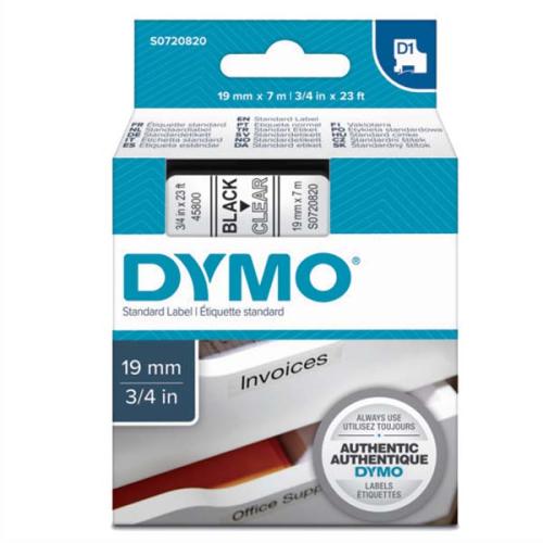 Dymo D1 Şerit Standart 19 Mmx7 Mt Şeffaf Üzerine Siyah 45800 - - Dymo 