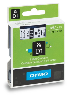 Dymo S0720680 D1 Yedek Şerit, 9 Mm X 7 Mt, Beyaz- Siyah (40913) - - Dy