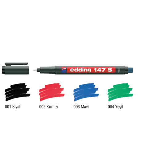 Edding Asetat Kalemi Permanent S Seri 0.3 Mm Kırmızı 147 S - 10'lu Pak