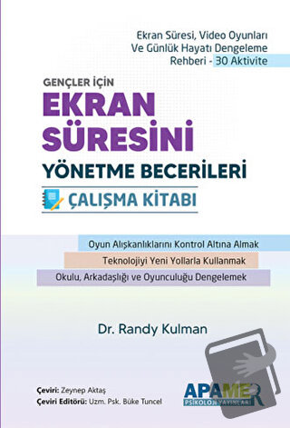 Ekran Süresini - Randy Kulman - APAMER Psikoloji Yayınları - Fiyatı - 