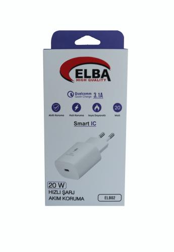 Elba Elb02-20Wpd Beyaz 20W Usb-C Şarj Kafa Pd 3.0-Qc4.0(Akıllı Koruma-