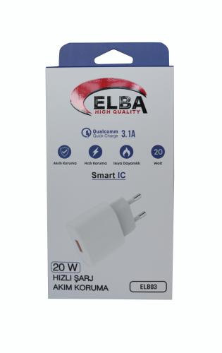 Elba Elb03-20Usb Beyaz 20W Usb Şarj Kafa Qc4.0(Akıllı Koruma-Hızlı Şar