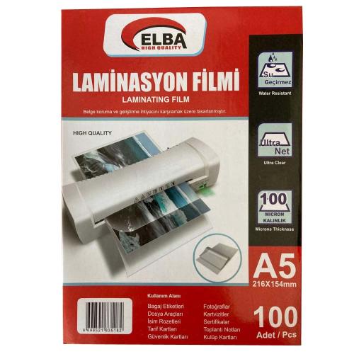 Elba Laminasyon Filmi A5 100 Mıc 216X154 - 100'lü Paket - - Elba - Fiy