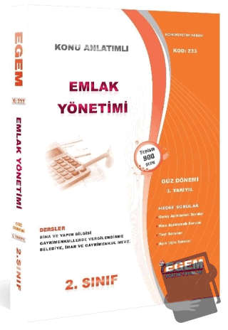 Emlak Yönetimi Konu Anlatımlı Soru Bankası-Güz Dönemi(3. Yarıyıl) Kod: