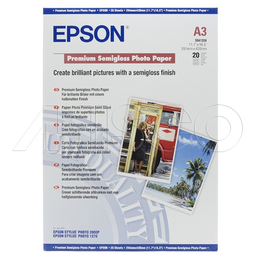 Epson A3 251Gram 20'Li Premium Semigloss Fotoğraf Kağıdı S041334 - - E