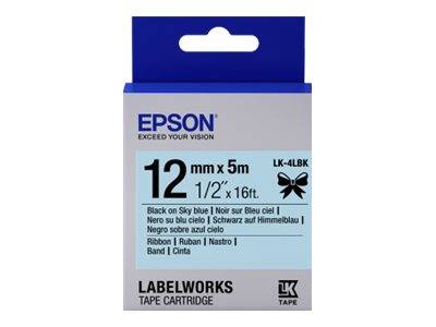 Epson Lk-4Sbe Sılver- Gümüş Üzeri Siyah 12Mm 9Mt - - Epson - Fiyatı - 