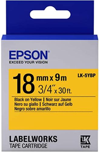 Epson Lk-5Ybp Pastel Siyahı Üzeri Sarı 18Mm 9Metre Etiket - - Epson - 