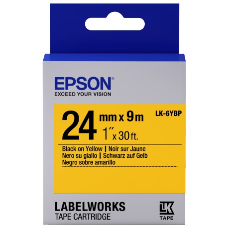 Epson Lk-6Ybp Pastel Siyah Üzeri Sarı 24Mm 9Metre Etiket - - Epson - F