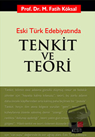 Eski Türk Edebiyatında Tenkit ve Teori - Mehmet Fatih Köksal - Kesit Y