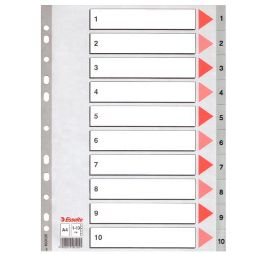 Esselte Seperatör 1-10 Rakamlı Plastik A4 100105 - - Esselte - Fiyatı 