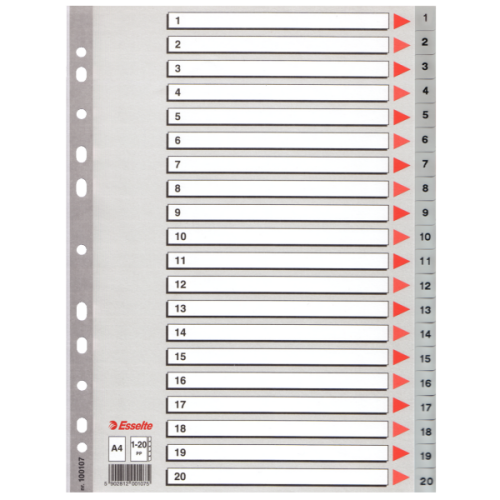 Esselte Seperatör 1-20 Rakamlı Plastik A4 100107 - - Esselte - Fiyatı 