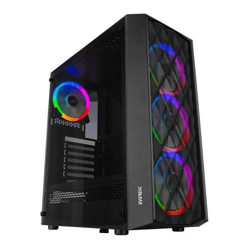 Everest Bumpy 4-12Cm Rgb Fan Tempered Camlı Atx Mid-T Gaming Oyuncu Ka