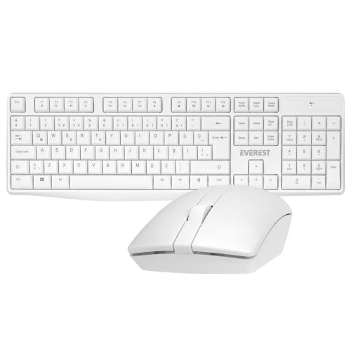 Everest Km-7500 Beyaz Kablosuz Q Multimedia Klavye + Mouse Set - - Eve