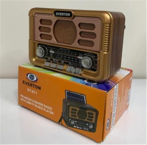 Everton Rt-671 Bluetooth Fm-Usb-Tf-Aux Şarjlı Solar Nostaljik Radyo - 