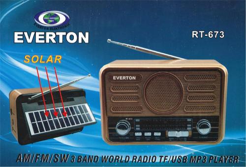 Everton Rt-673 Bluetooth Fm-Usb-Tf-Aux Şarjlı Solar Nostaljik Radyo - 