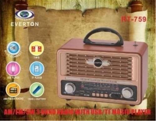 Everton Rt-759 Bluetooth Fm-Usb-Tf-Aux Şarjlı Nostaljik Radyo - - Ever