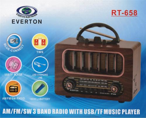 Everton Rt-836 Bluetooth Fm-Usb-Tf-Aux Şarjlı Nostaljik Radyo - - Ever